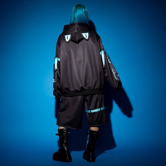 NEW ACDC RAG Error Code Cyberpunk Tech Oversized Black Blue Jacket - Picture 11 of 11